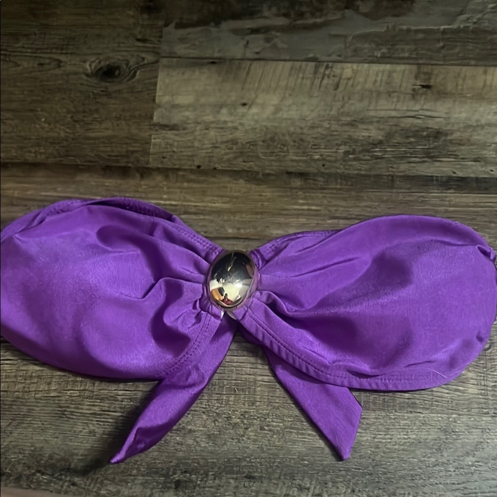 Purple Strapless Bikini Top with Gold Accent